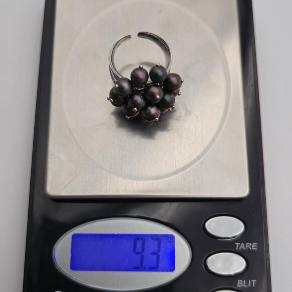 Size 6.25 Sterling Silver Cluster Of Genuine Pearls Open Ring A2197 - Picture 10 of 10